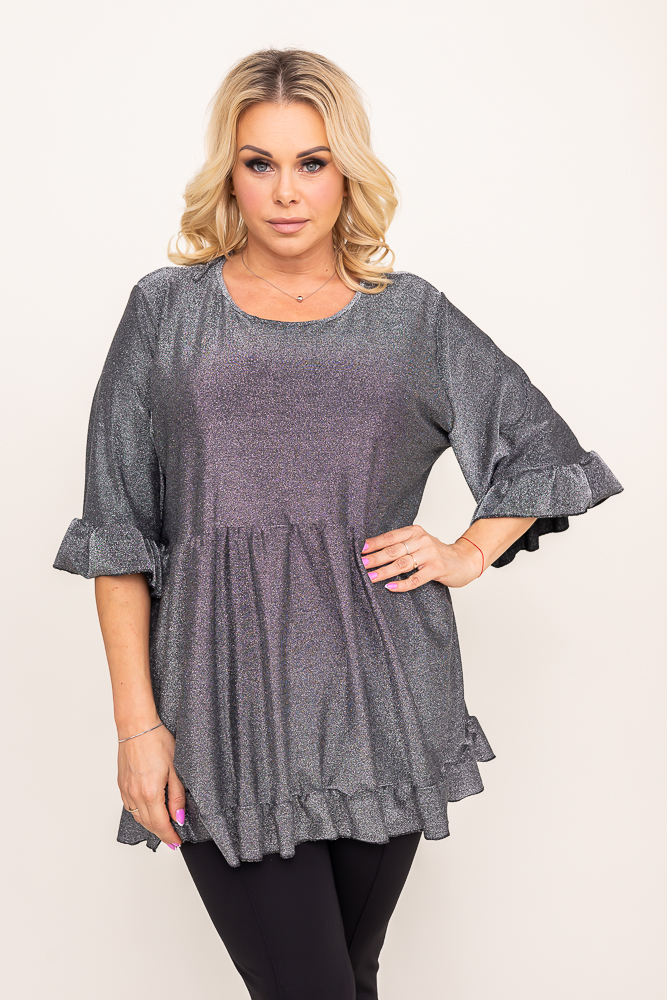 Blusa brocada plateada
