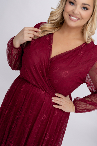 Bordowa Sukienka koronkowa