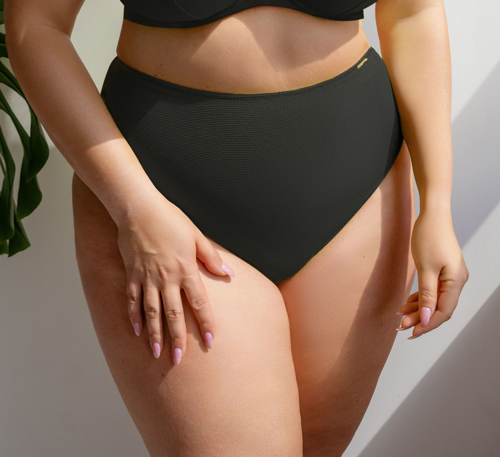 Costum de baie negru cu talie înaltă Bottoms