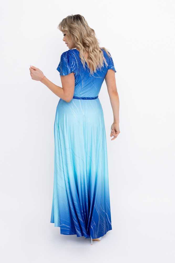 Robe en brocart bleuet