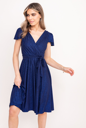 Vestido brocado azul marino