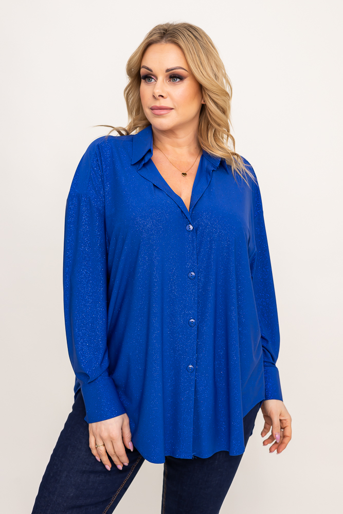 Chrpová brokátová košile oversize