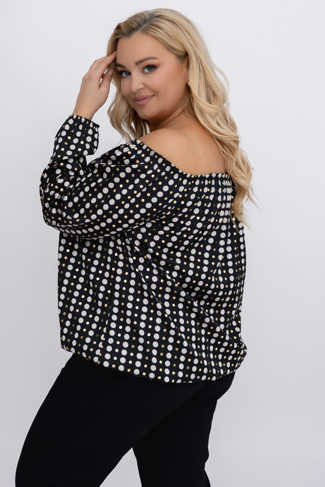 Czarna satynowa Bluzka Wzór 1