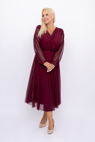 Vestido de malla cereza