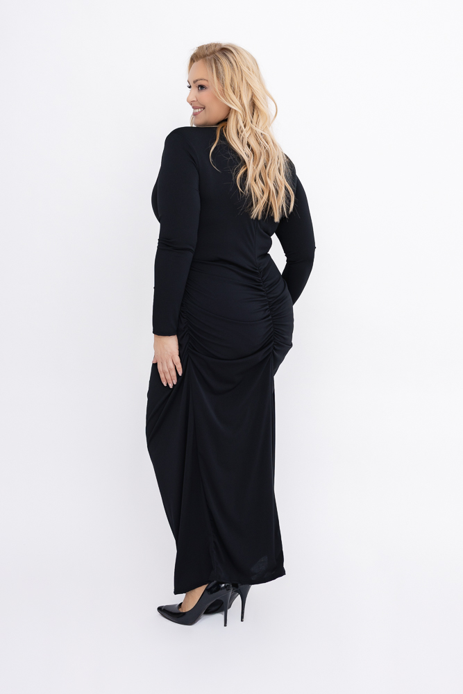 Czarna Sukienka z marszczeniem