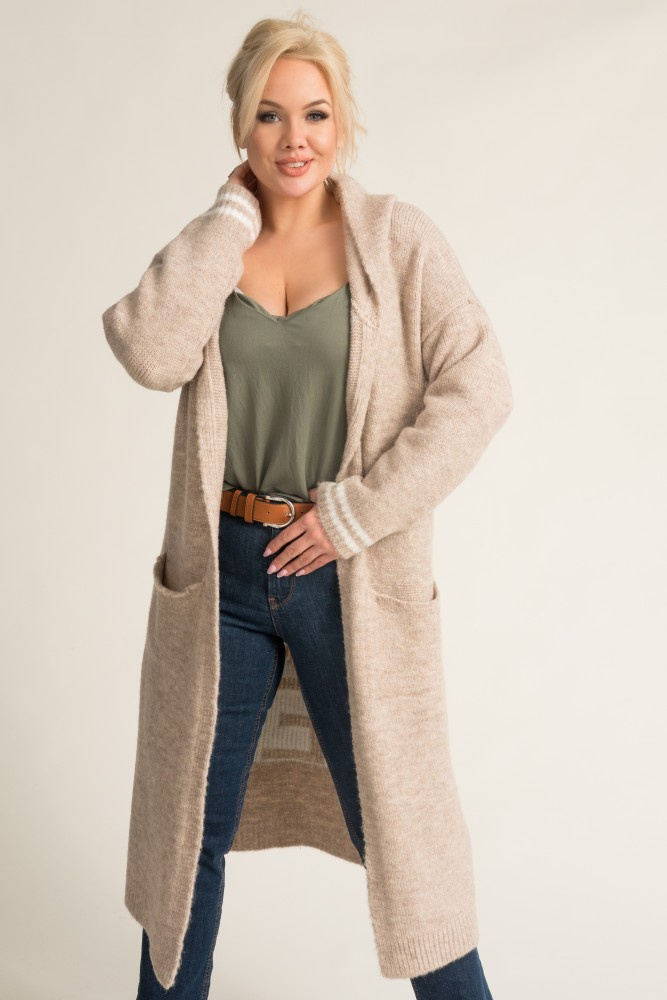 Beige Hooded Cardigan SMILY