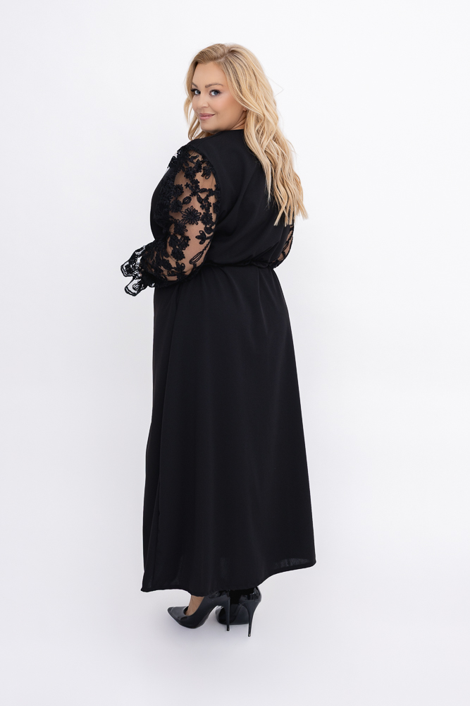 Czarna Sukienka z koronkowymi