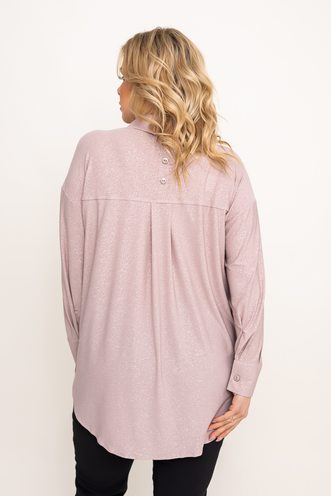 Beżowa Koszula brokatowa oversize