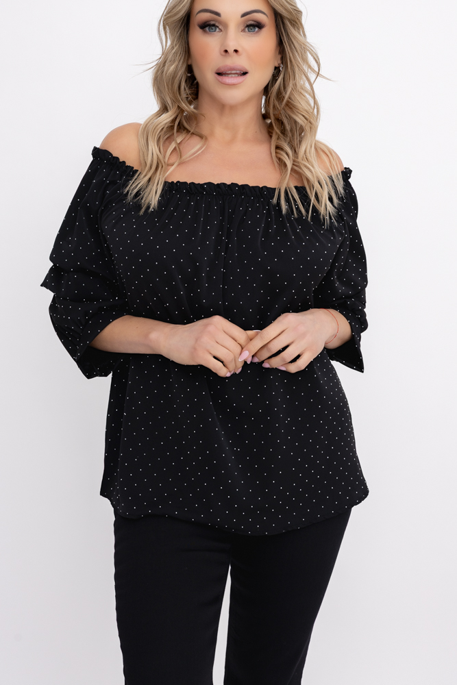 Blusa granate con mangas de volantes Estampado 1