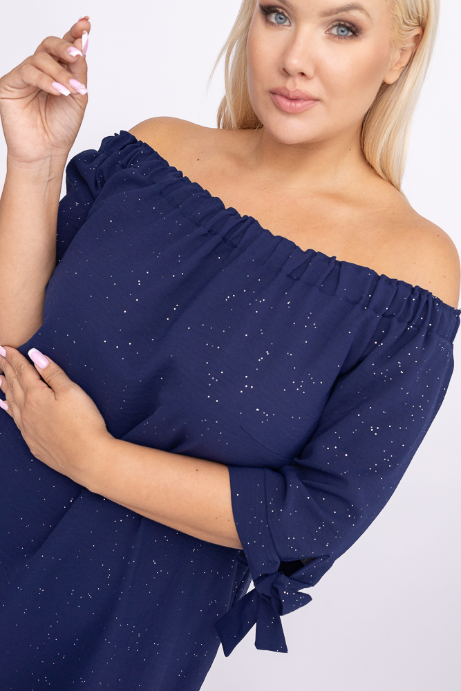 Marineblaues Brokatkleid