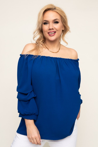 Blouse à manches volantées en bleuet