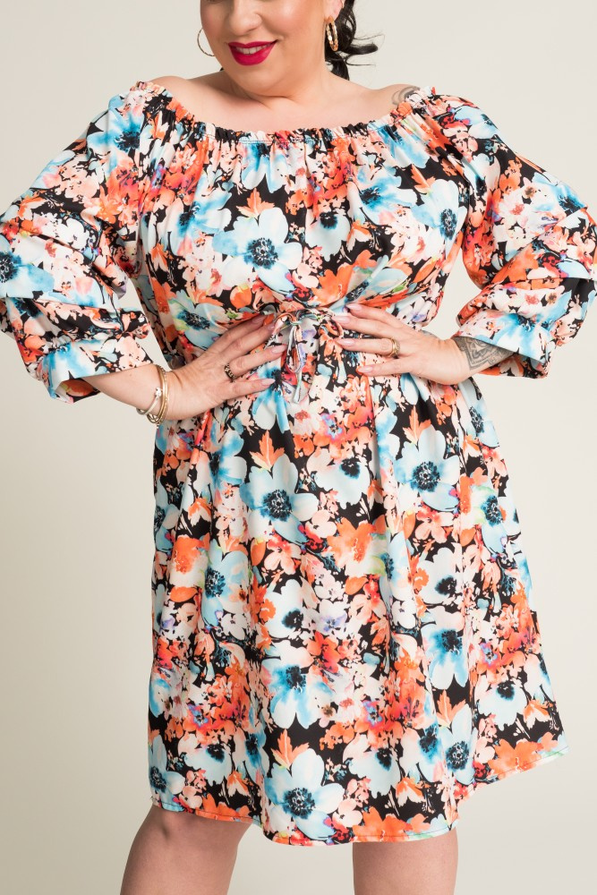 Dress with ruffled sleeves DARLIN Pattern 1