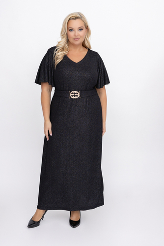  Чорна блискуча максі-сукня