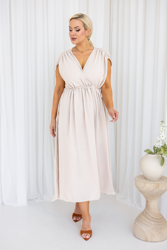 Jasnobeżowa Sukienka LASTIA