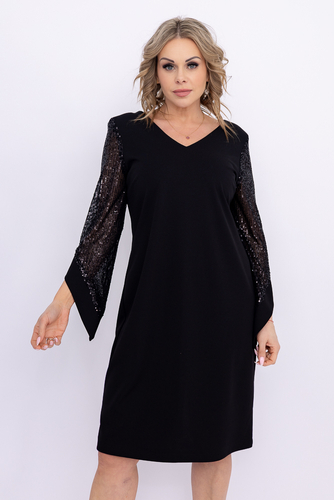 Vestido negro con mangas de lentejuelas Wzór 2