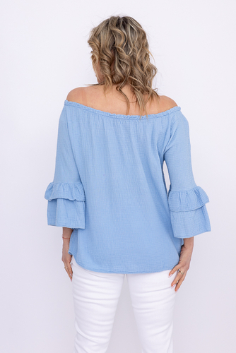 Błękitna Bluzka z falbanami PARFI