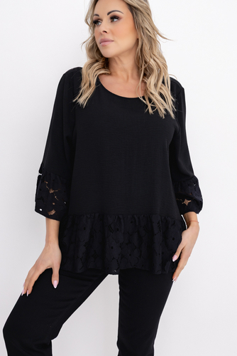 Czarna Bluzka z koronką
