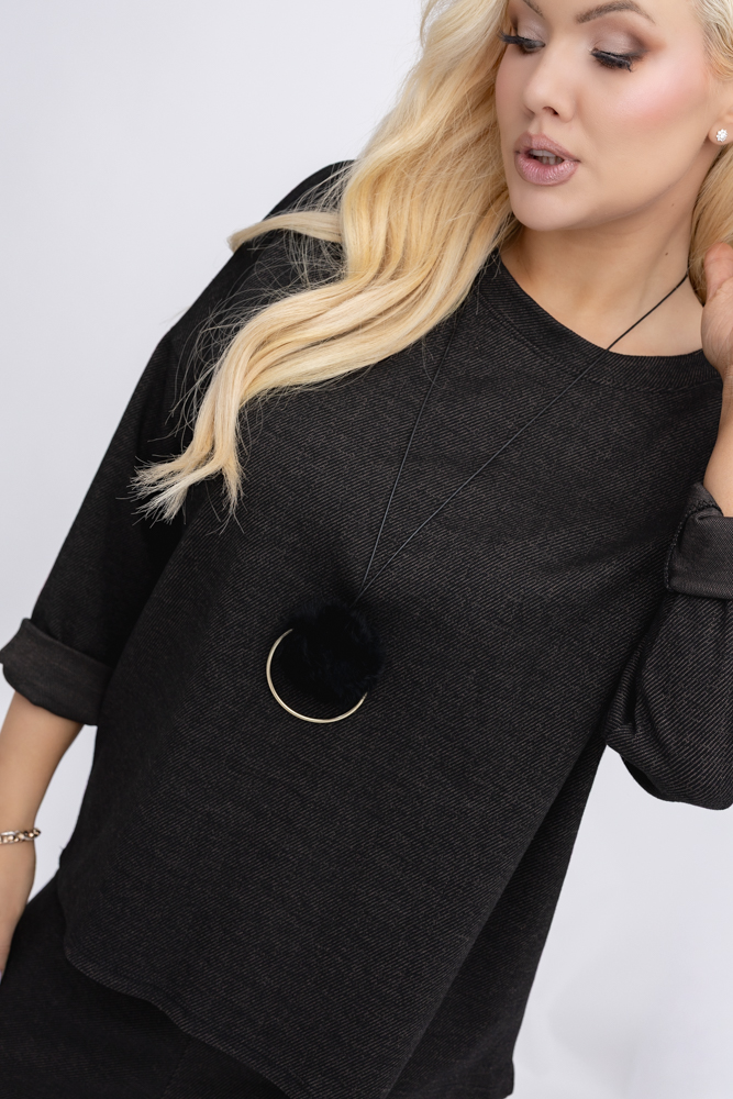 Brunatny Komplet z wisiorkiem