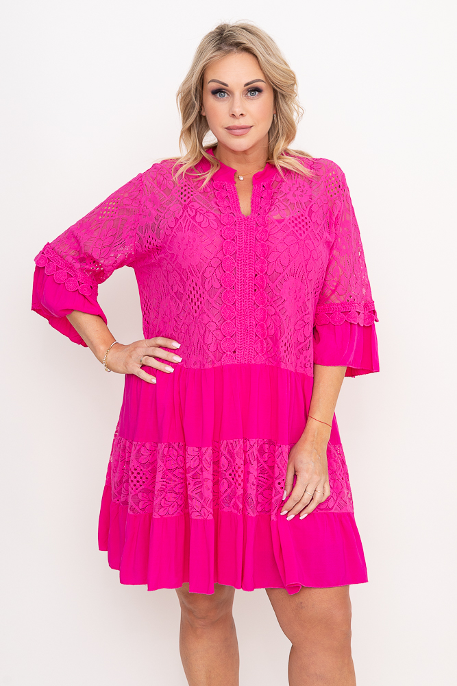 Robe brodée fuchsia