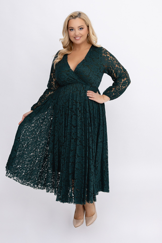 Butelkowozielona Sukienka koronkowa