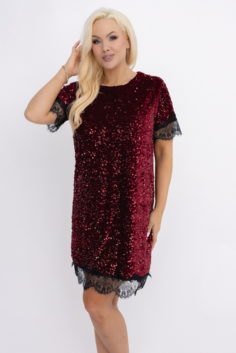 Bordowa Sukienka cekinowa