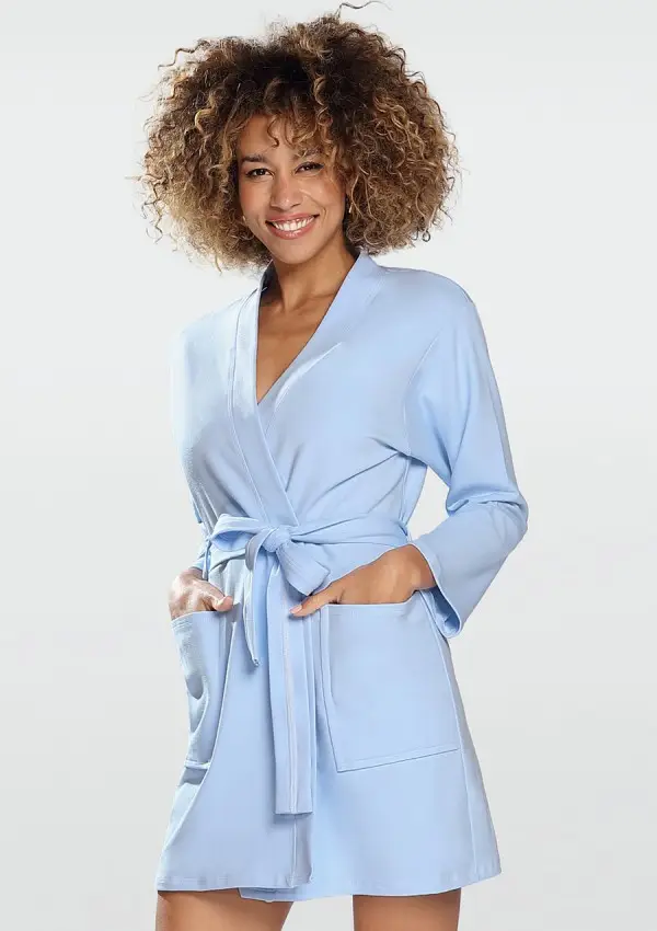 Bata de algodón azul