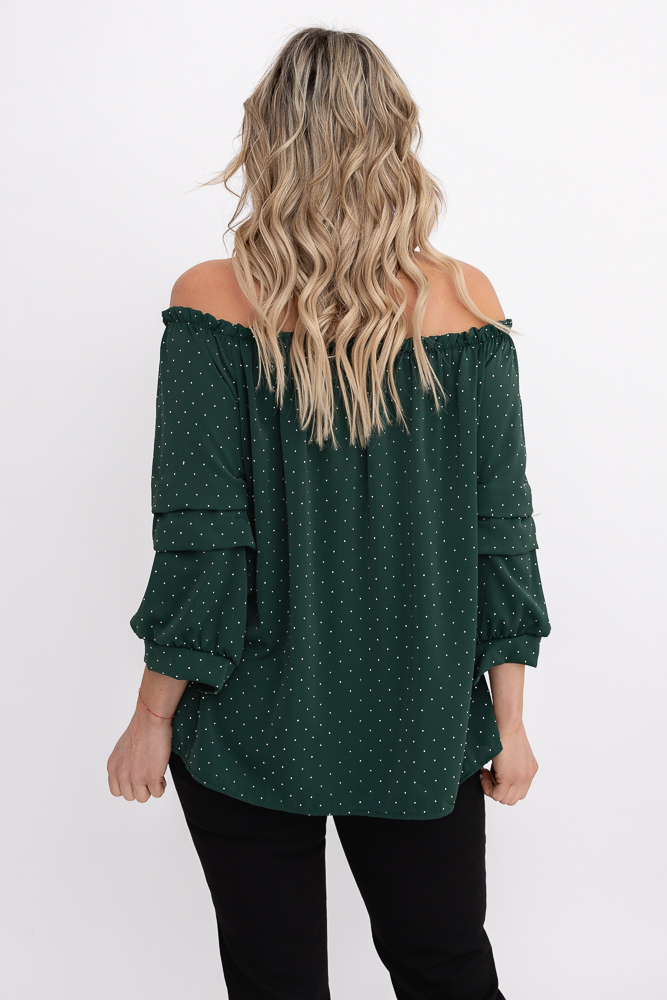 Blusa granate con mangas de volantes Estampado 1