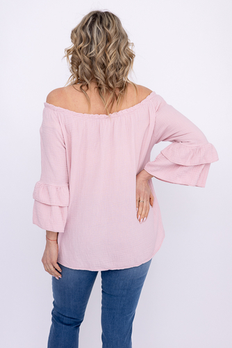 Pudroworóżowa Bluzka z falbanami PARFI