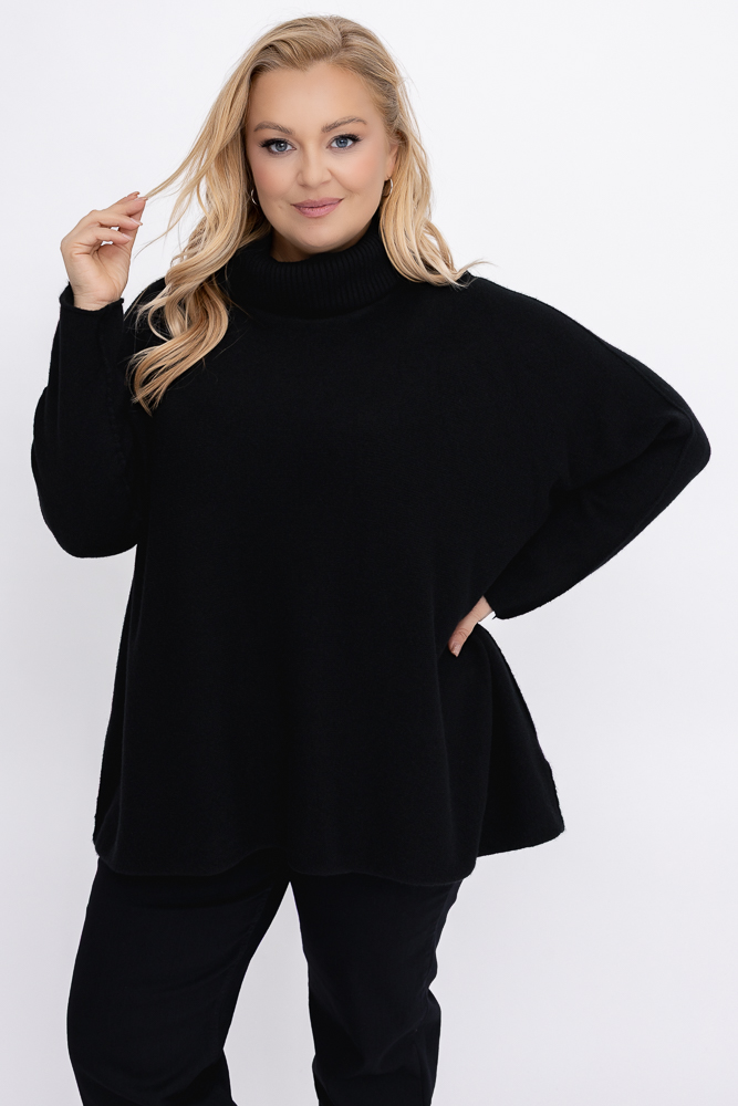 Czarny Sweter z golfem