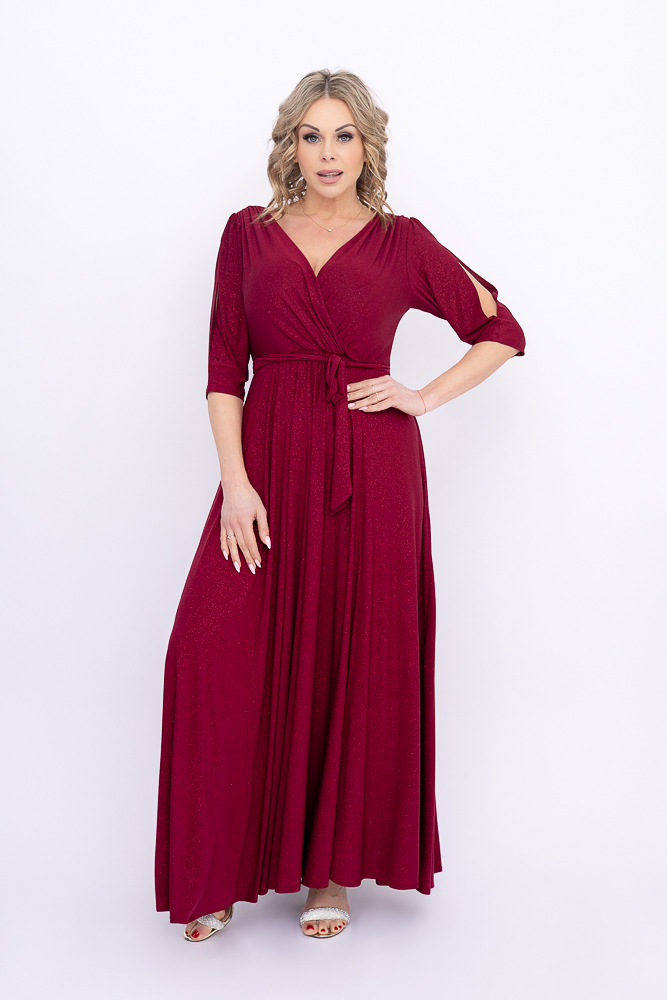Rochie brocart maron