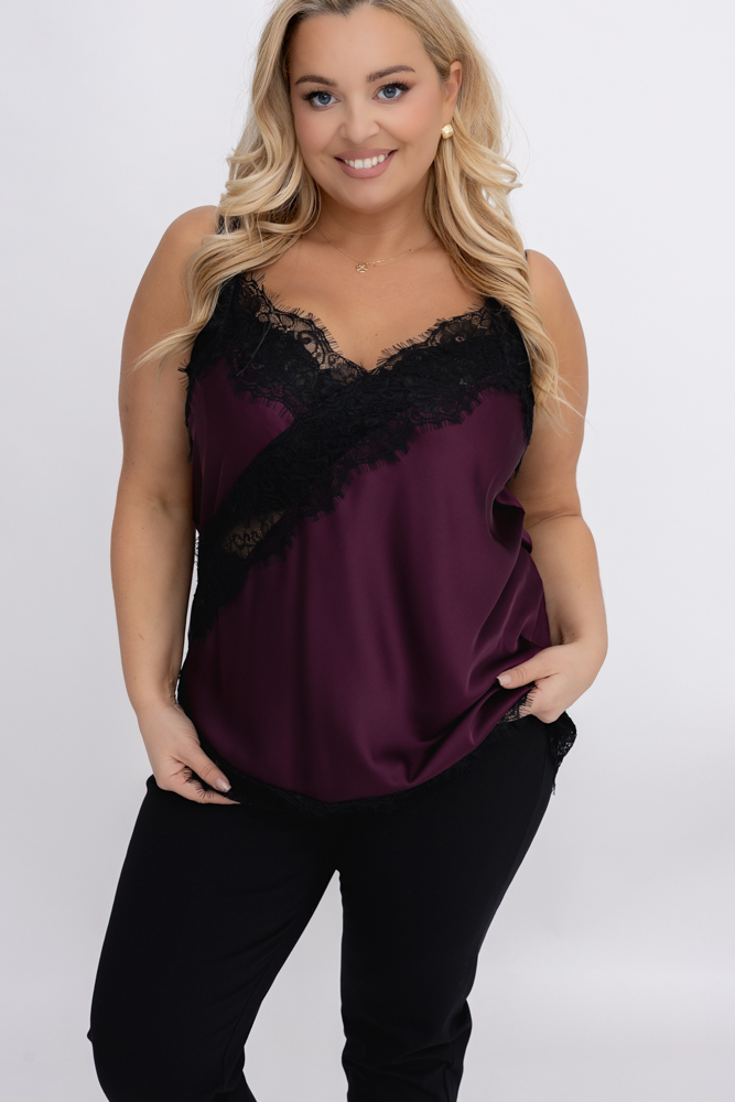 Bordowa Bluzka satynowa