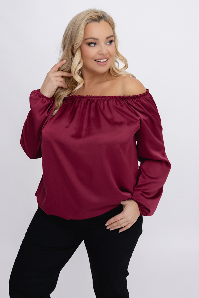 Bordowa satynowa Bluzka