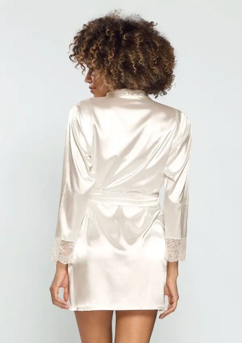 Ecru Satin Bademantel