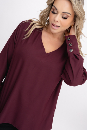 Burgundowa Bluzka Elegancka 