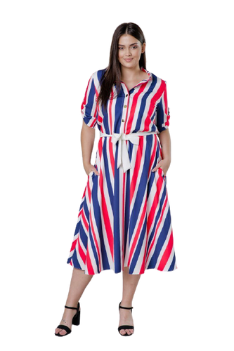 Czerwona Sukienka RAVELA Plus Size Wzór 7