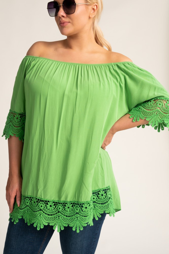 Light green Blouse with embroidery BERGAMO