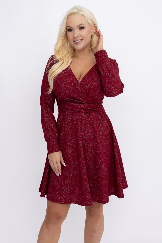 Bordowa Sukienka błyszcząca