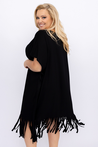 Rochie neagră cu franjuri