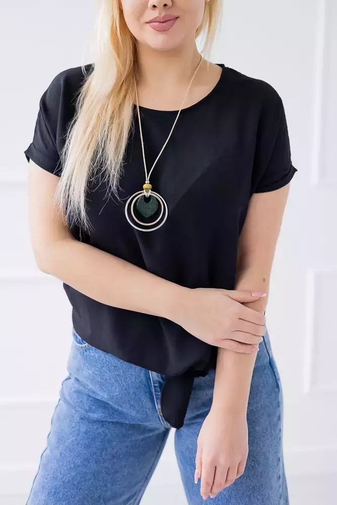 Black Blouse with Pendant FAIRY