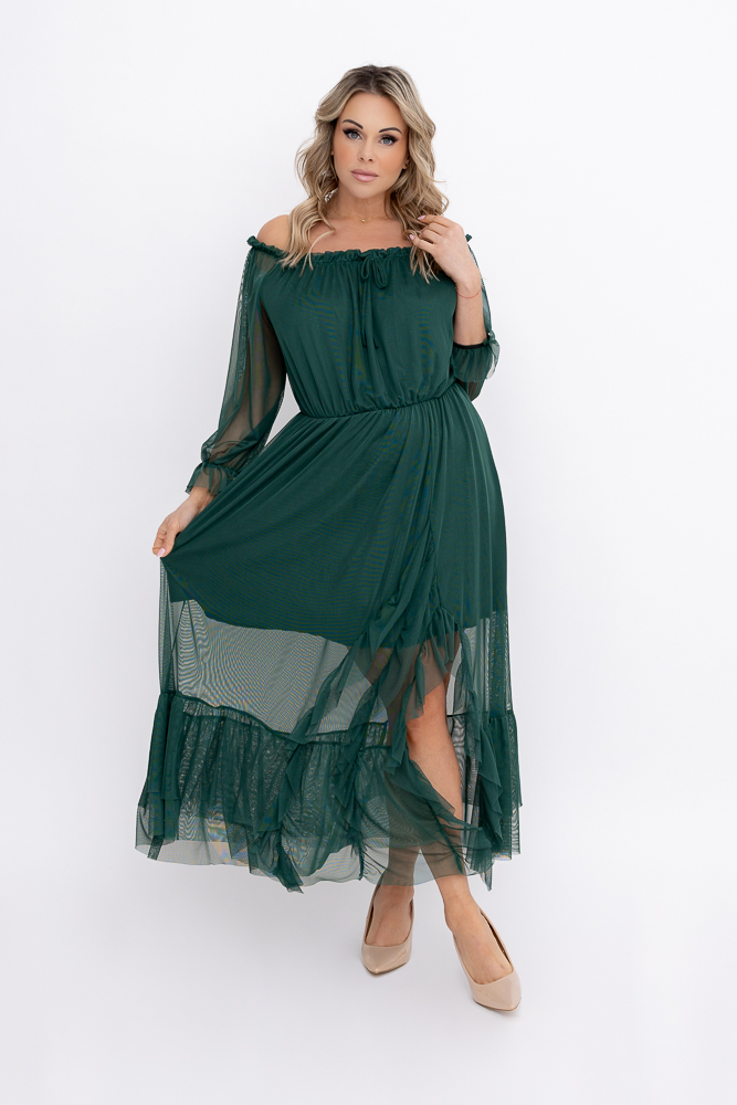 Butelkowozielona Sukienka siateczkowa