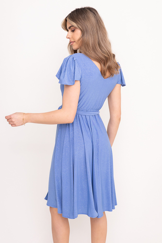 Blaues Brokatkleid