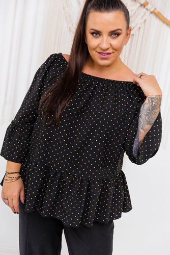 Black Blouse LOREZIA Pattern 1 Plus Size