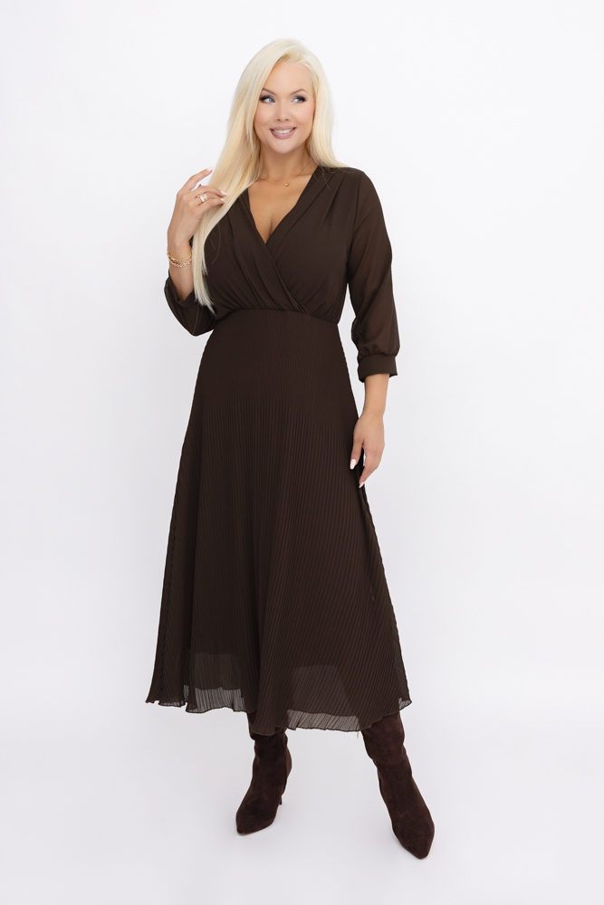 Jasnobeżowa Sukienka plisowana KEMELI