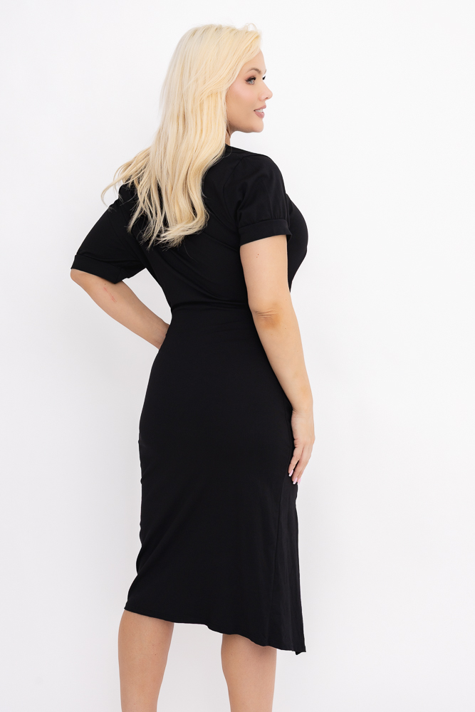 Czarna Sukienka z marszczeniem