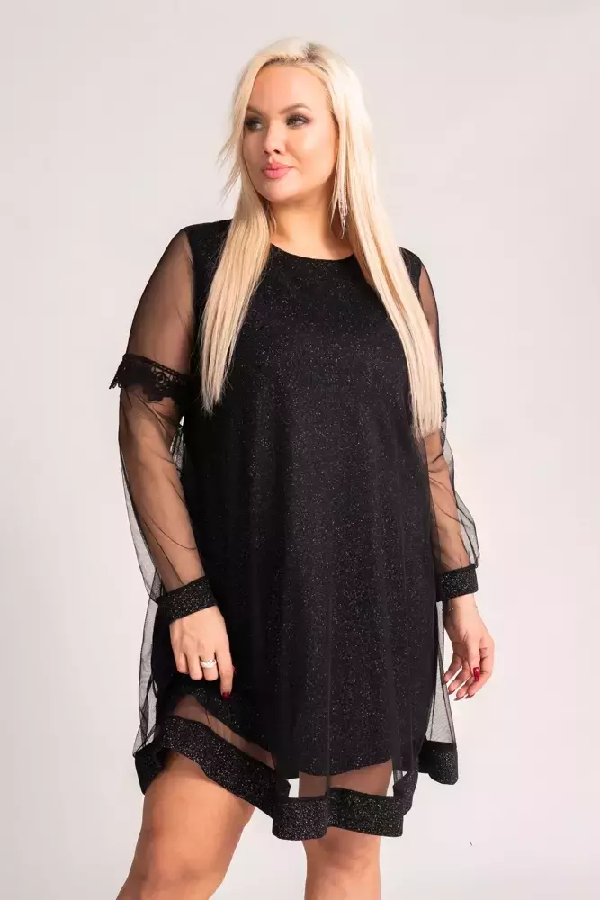 Black Dress with see-through sleeves BEVERI