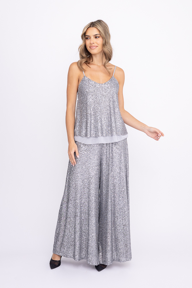 Top à paillettes argentées