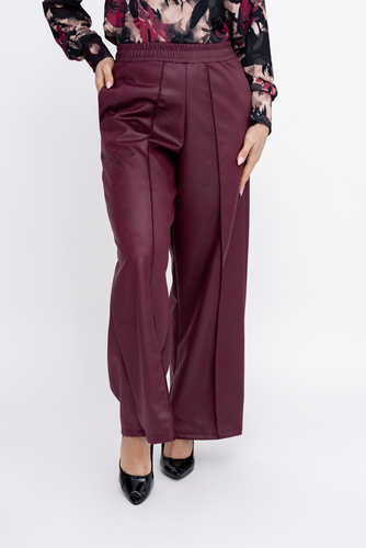 Burgundowe Spodnie skórzane