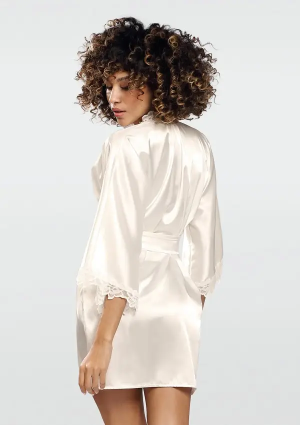 Ecru Szlafrok satynowy