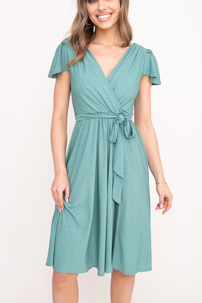 Vestido brocado menta