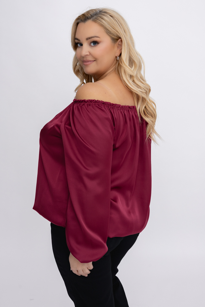 Bordowa satynowa Bluzka